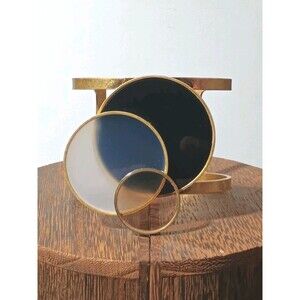 Tory Burch Stacked Circle Modernist Gold Tone Cuff Bracelet